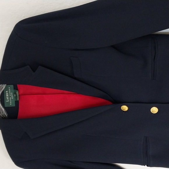 Ralph Lauren Sports Blazer Jacket Classic Navy Gold Buttons Size 6 Petite - Picture 4 of 16